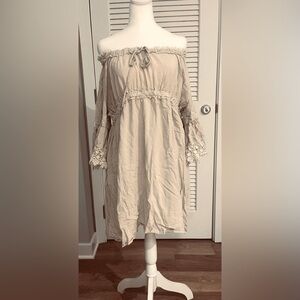 Joenia Off the Shoulder Beige Dress